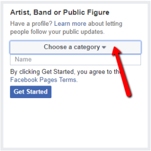Choose a category for your Facebook Business Page