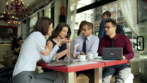 People chatting over a coffee